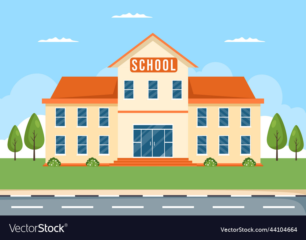 Primary school with building structure Royalty Free Vector