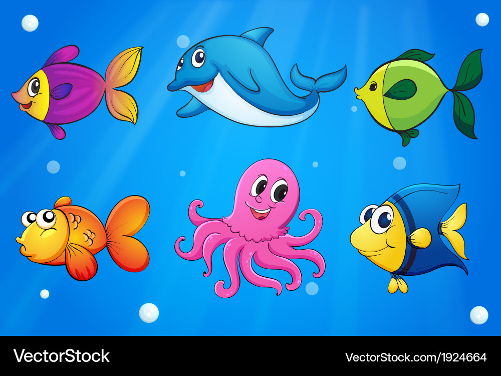 Sea Creatures Under Sea Royalty Free Vector Image