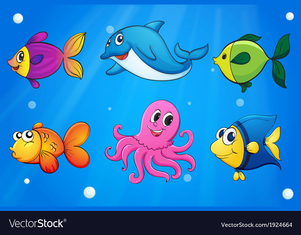 sea creatures under the sea royalty free vector image
