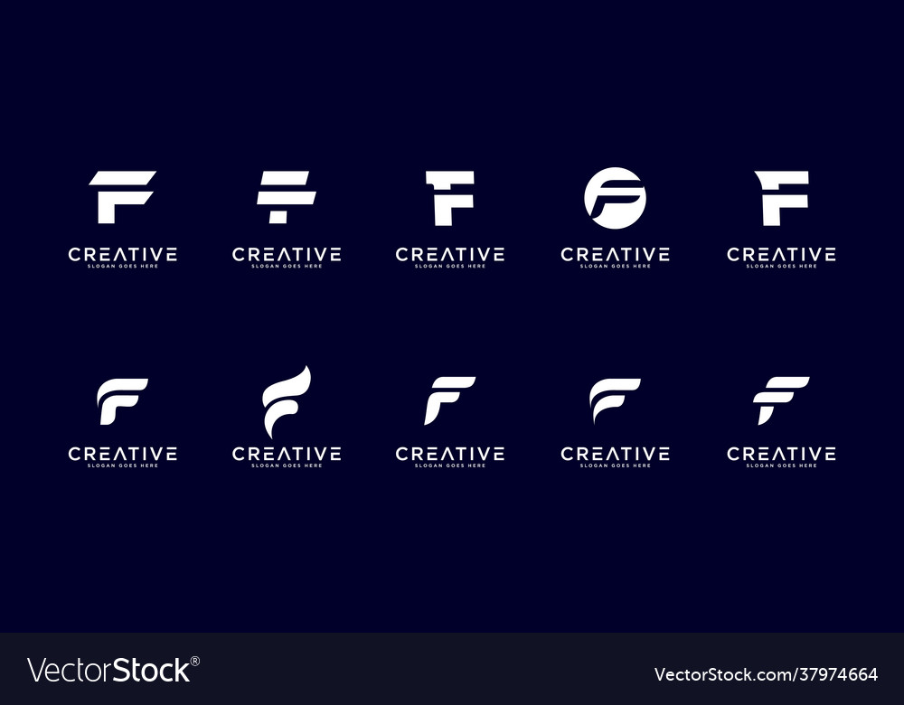 Set initial letter f logo design template vector image Set initial letter f logo design template