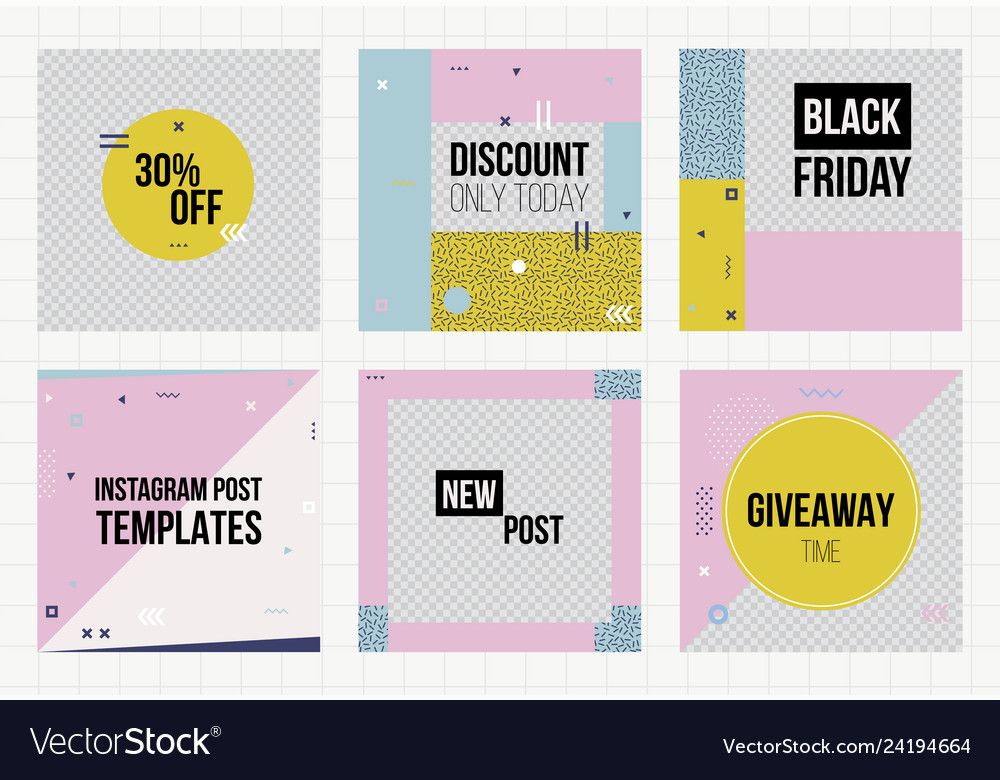 Set of trendy geometric elements memphis cards