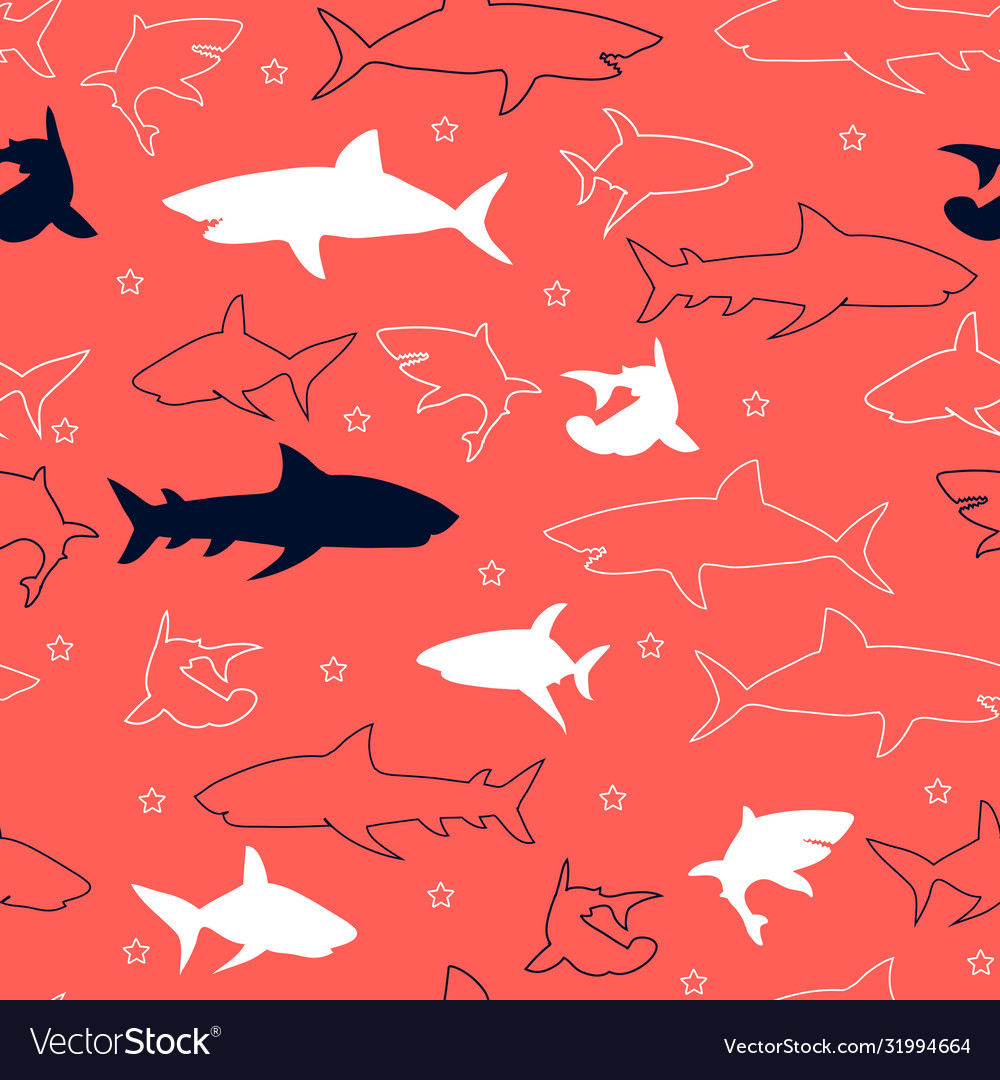 Sharks seamless pattern print design vector image Sharks seamless pattern print design