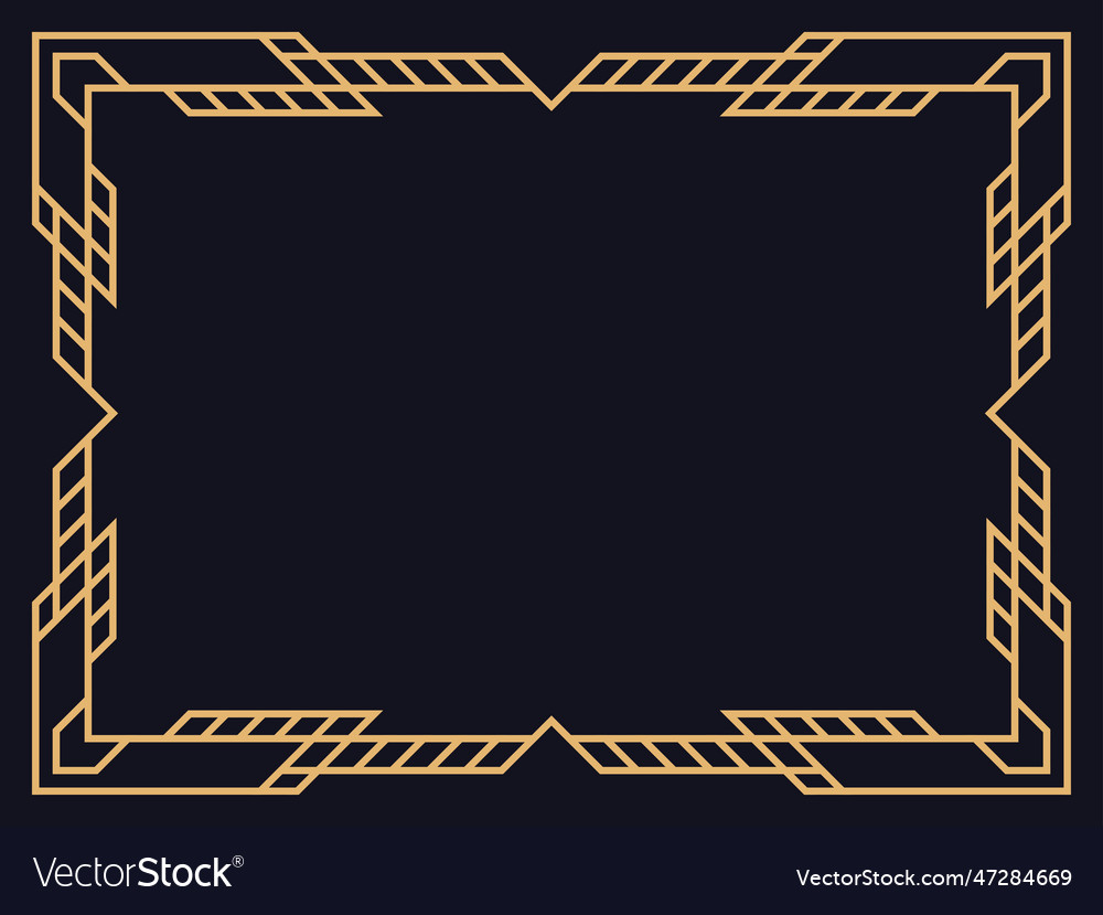 Art deco frame line art frame in gold color on a Vector Image