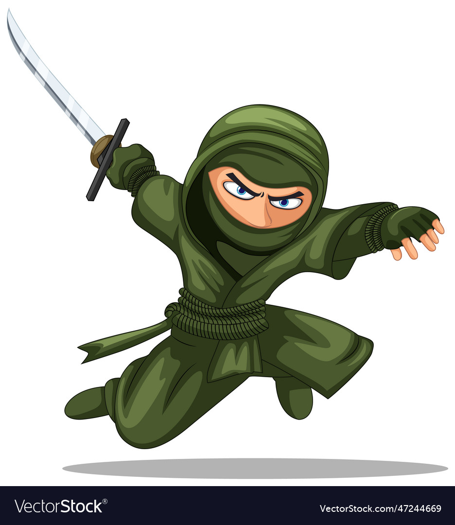 Asian ninja cartoon character Royalty Free Vector Image