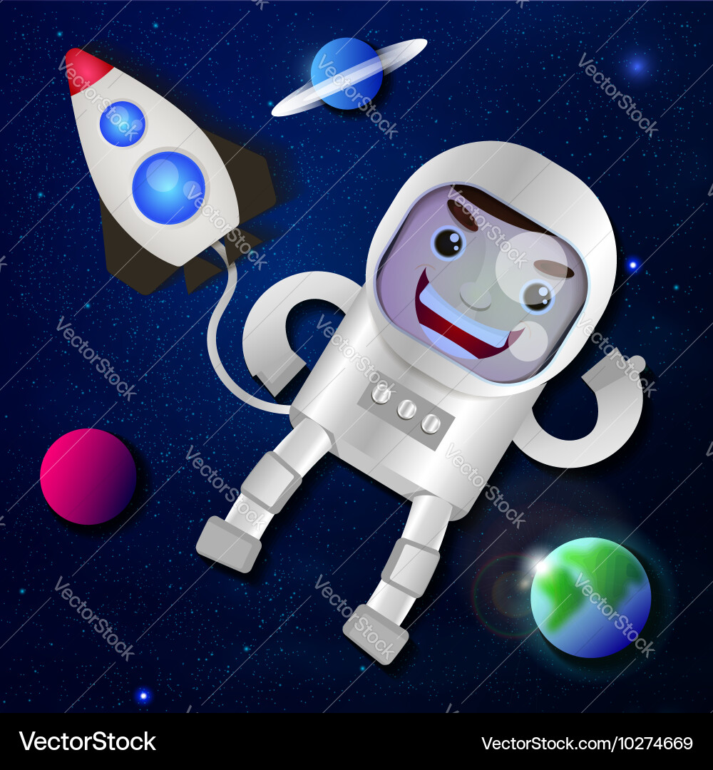 Astronaut in outer space Royalty Free Vector Image