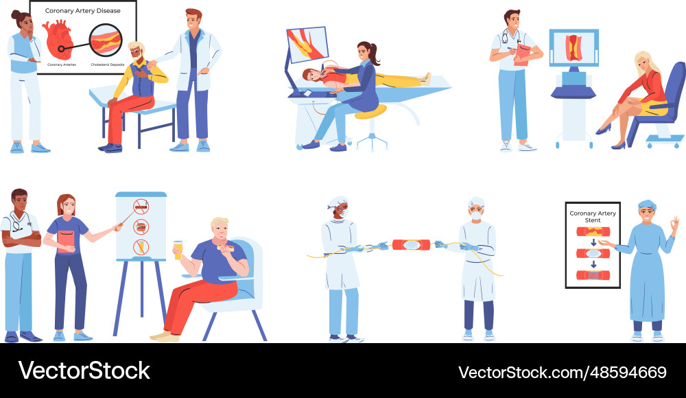 Atherosclerosis Doctors Flat Set Royalty Free Vector Image