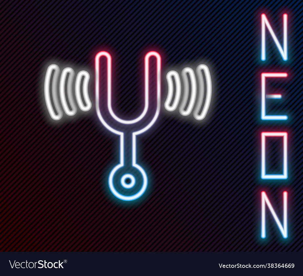 Glowing neon line musical tuning fork