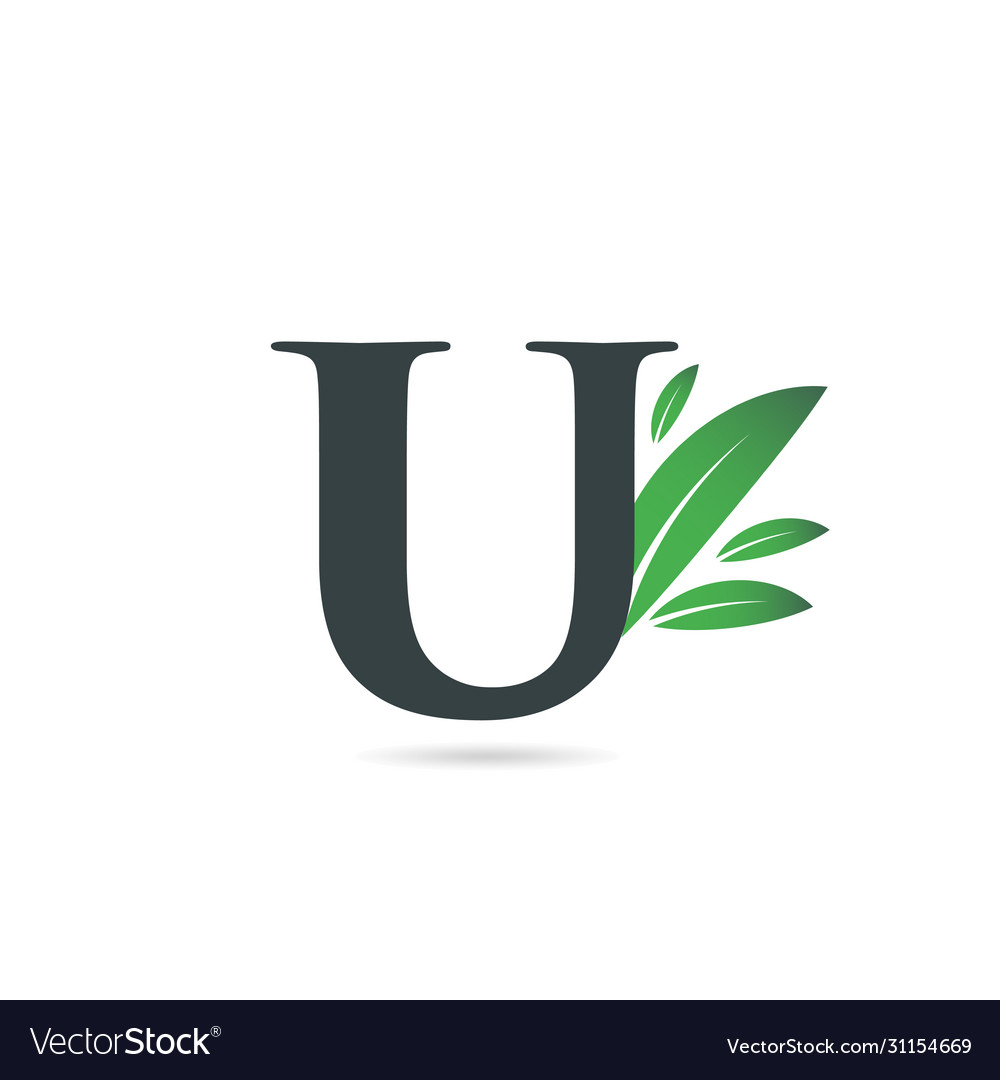 Initial letter u leaf logo