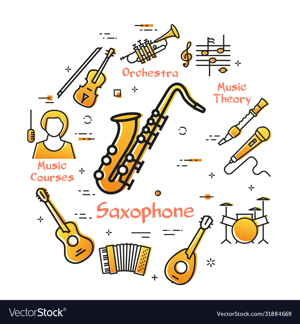 Linear banner for music - saxophone