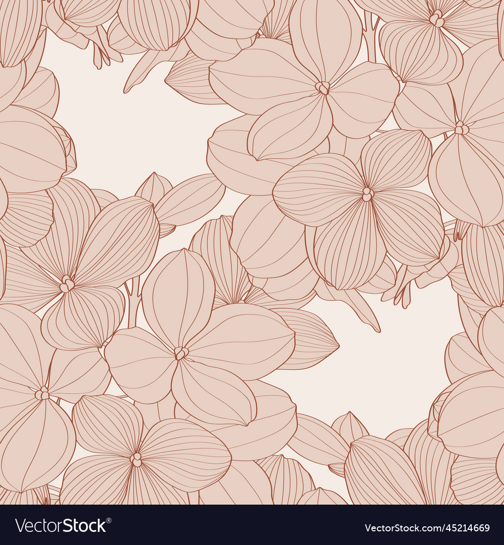 Seamless Pattern Of Hydrangea Flowers For Fabric Vector Image