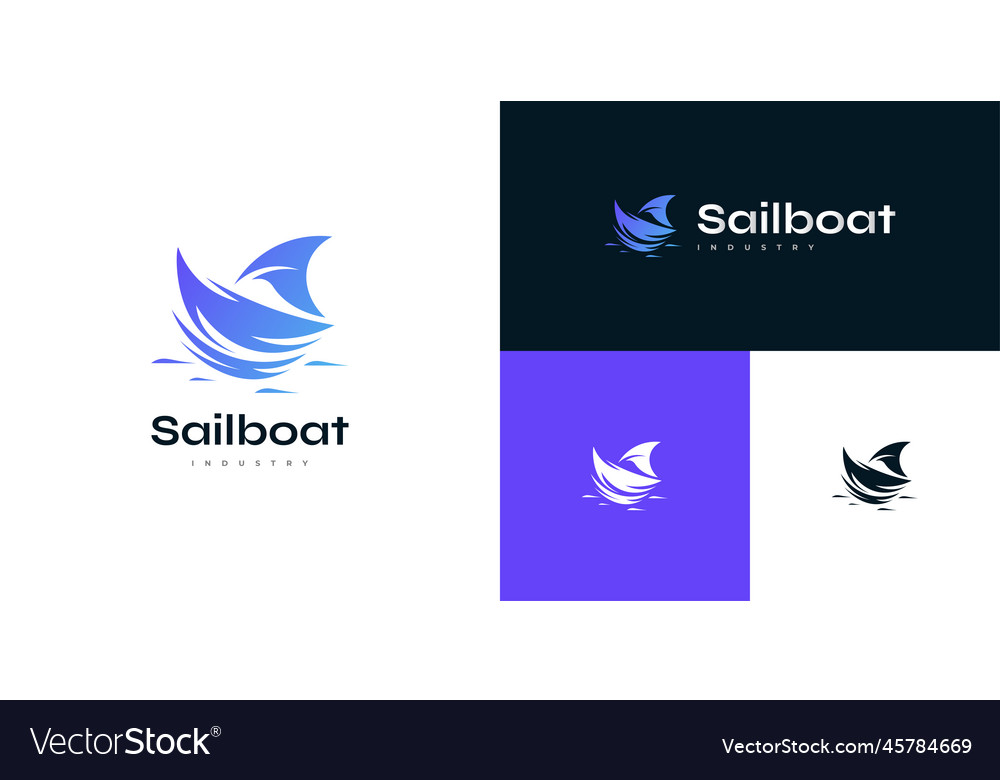 Einfaches und sauberes blaues Segelboot-Logo Design