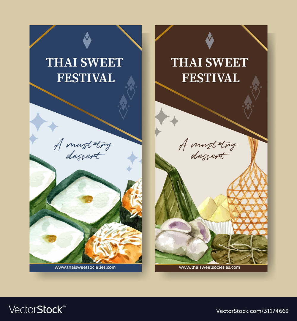 Thai sweet flyer design with pudding banana Vector Image