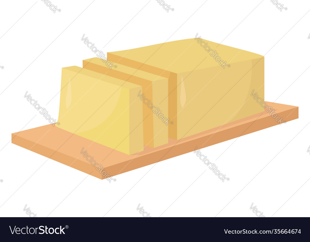 Block butter on a white background