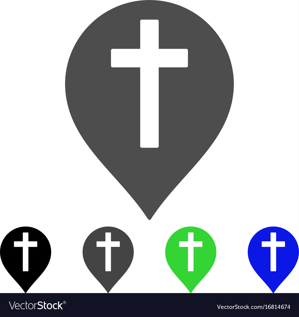 Christian cross marker flat icon