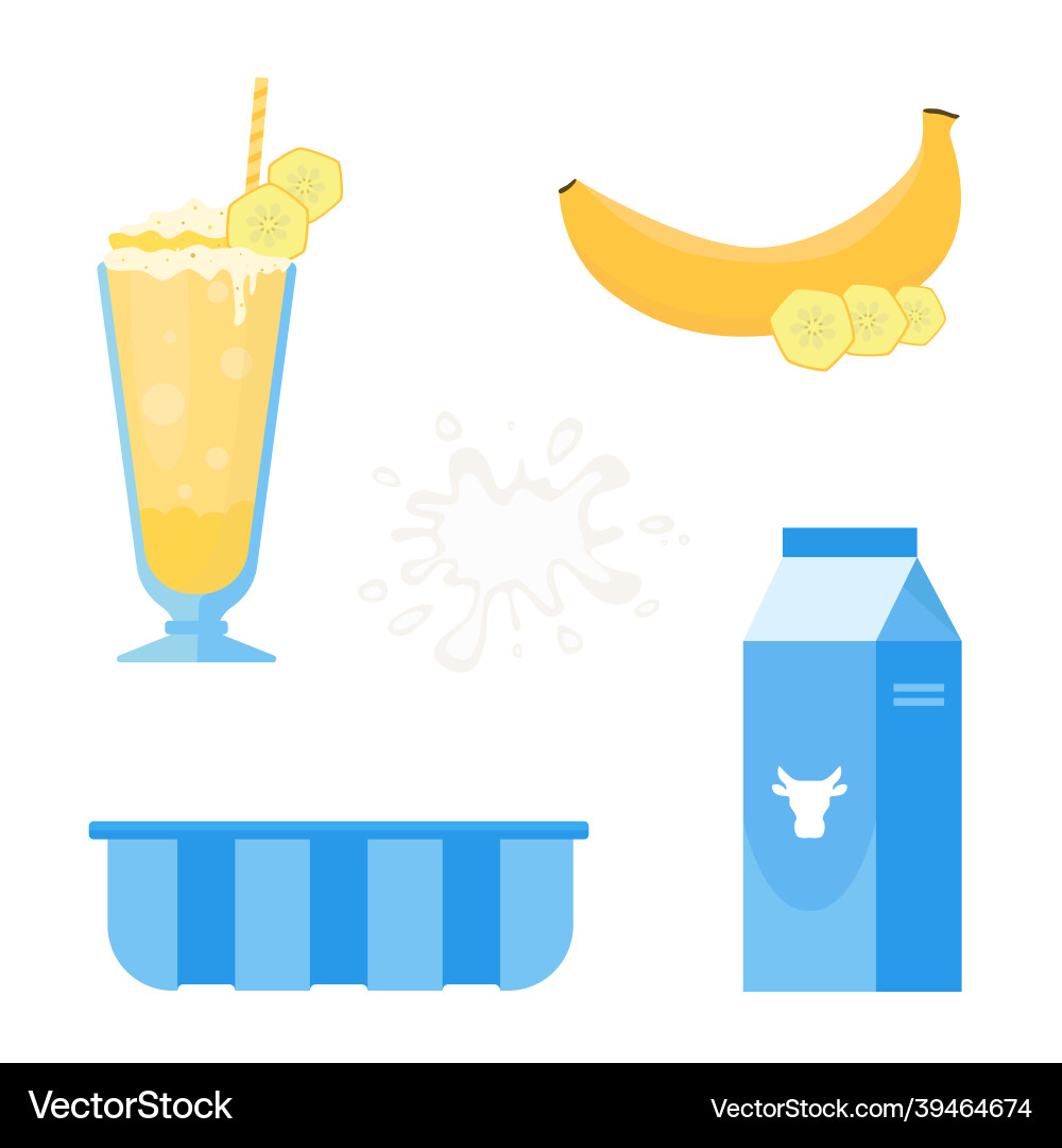 Cooking milk shake ingredients Royalty Free Vector Image