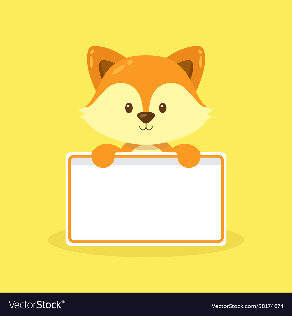 Cute Fox Holding Blank Text Board Royalty Free Vector Image 