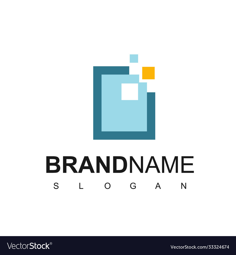 Digital file logo with pixel and document symbol