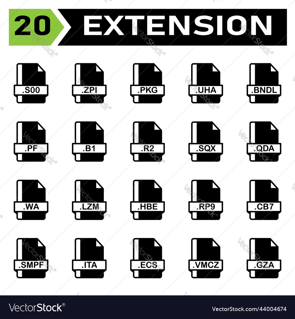 File extension icon set include document
