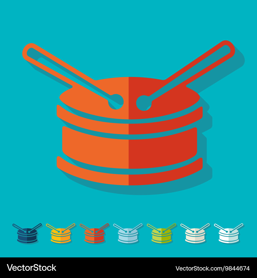 Flat design drum Royalty Free Vector Image - VectorStock