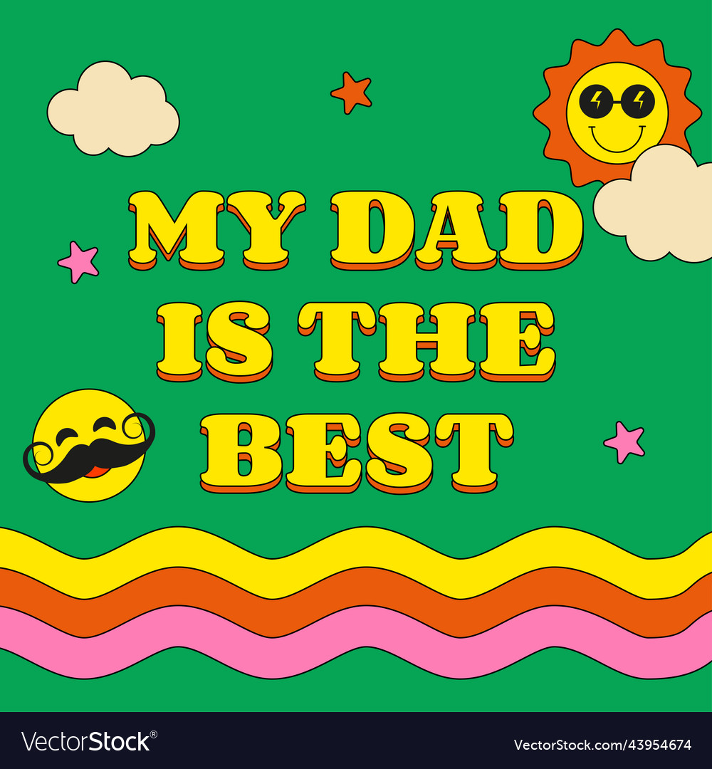 Greeting card with fathers day text in retro