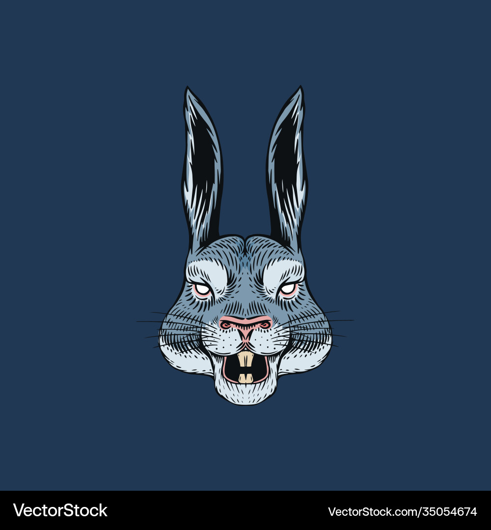 Screaming hare or mad rabbit for tattoo or label Vector Image