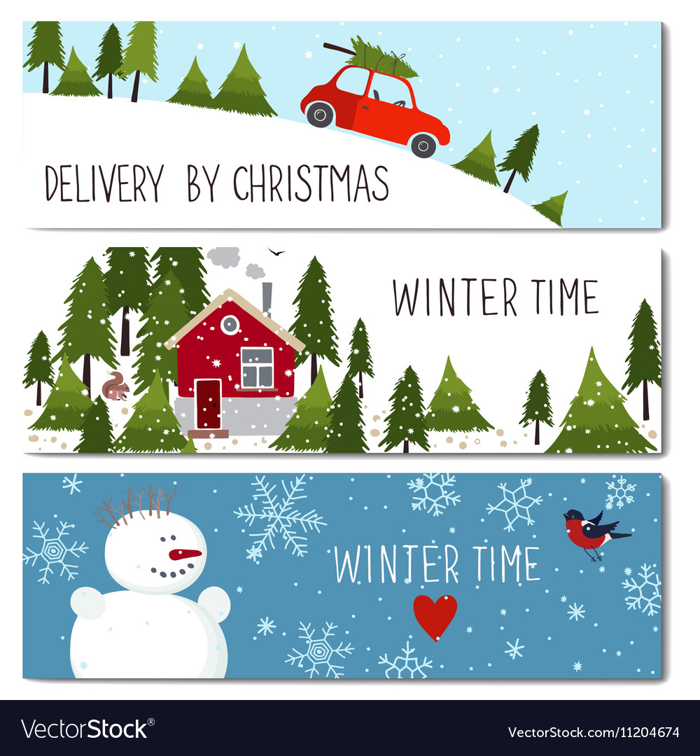 set of 3 lovely winter cards templates royalty free vector winter templates