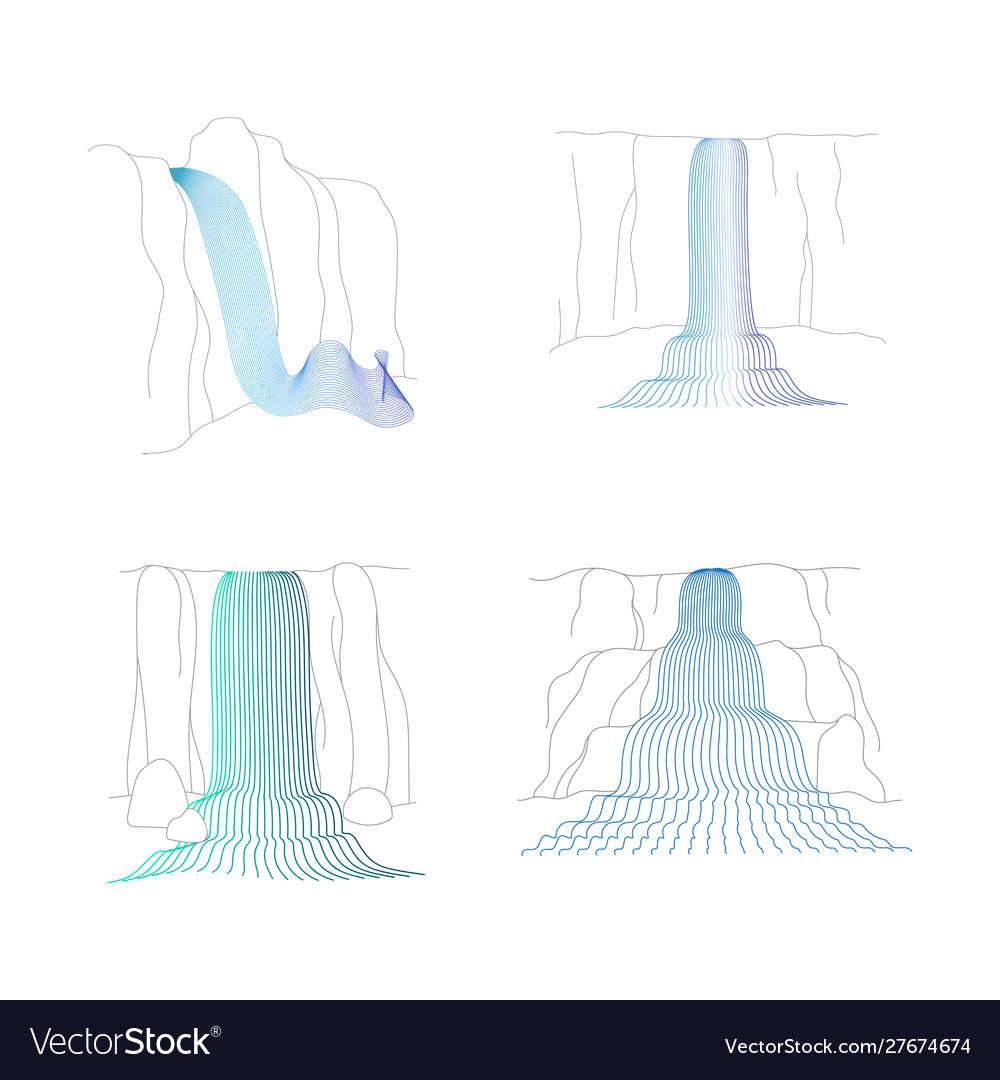 Set waterfall cascade Royalty Free Vector Image