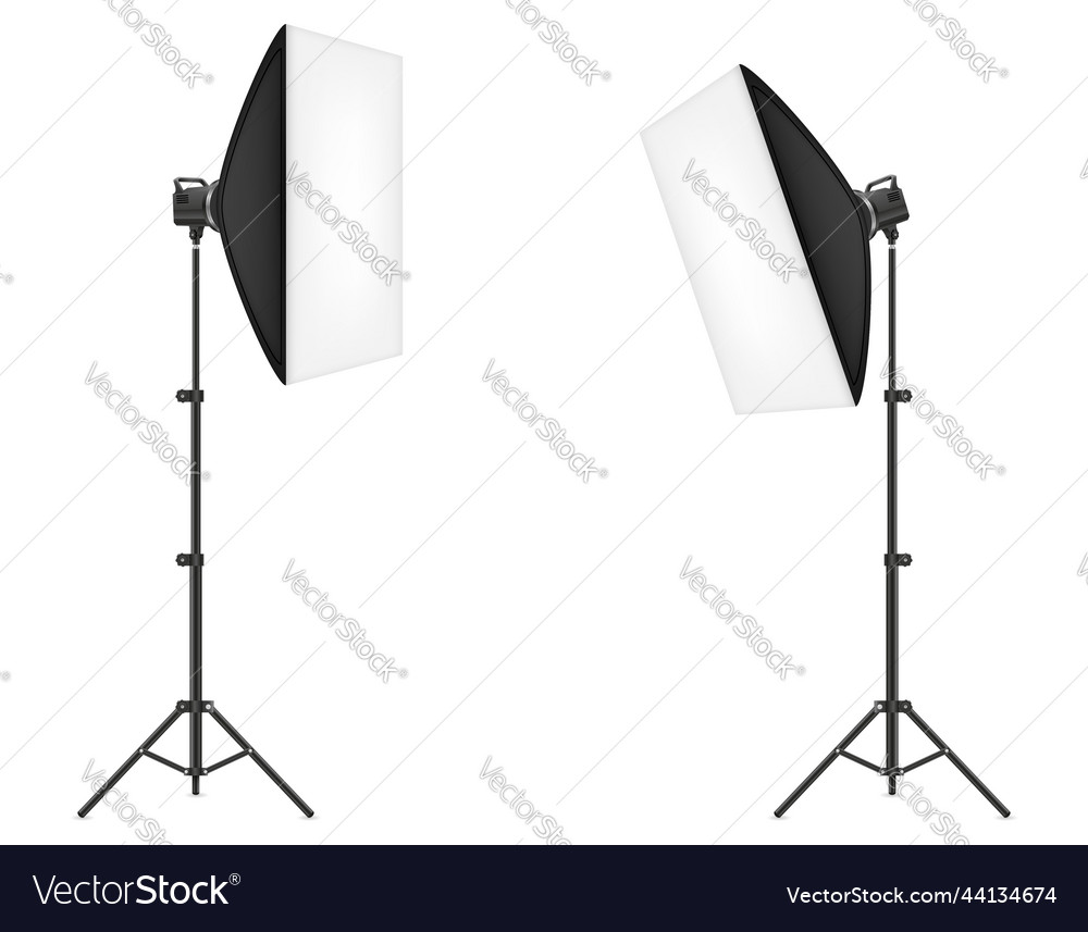Softbox with flash on tripod for a photo studio Vector Image