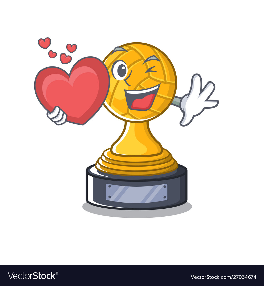 With heart volleyball trophy in character