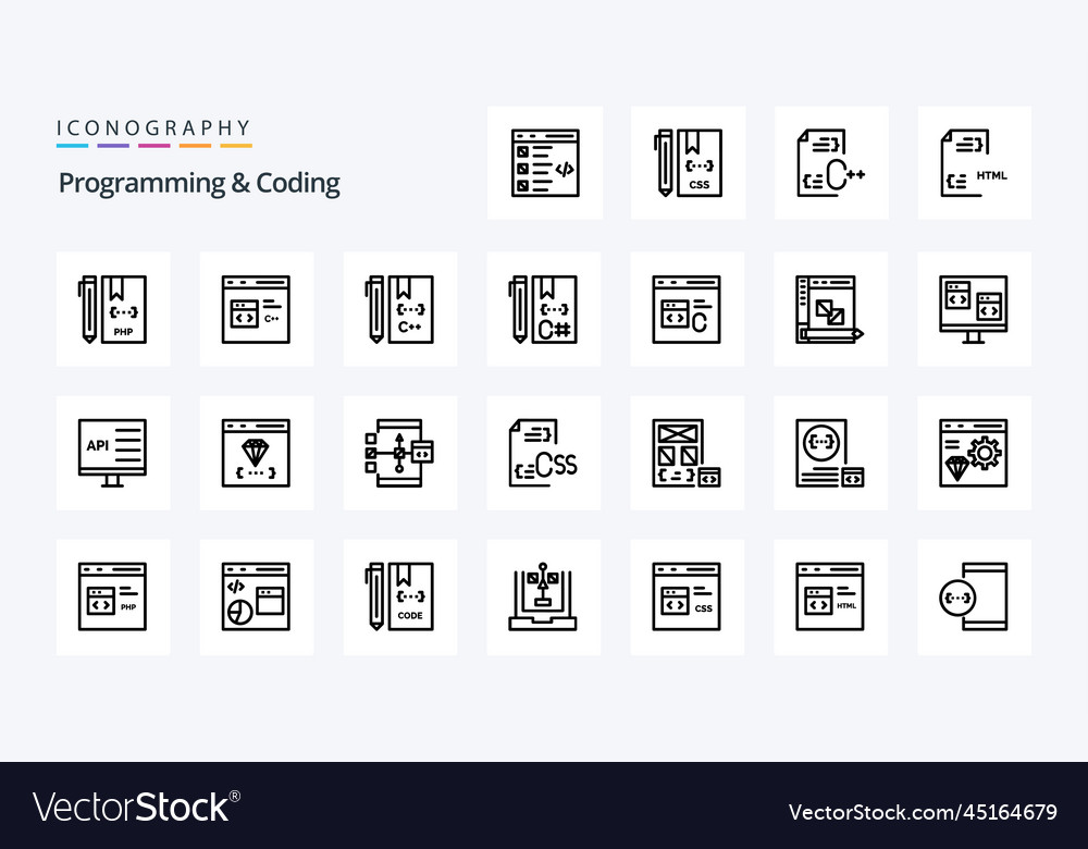 25 Programmier- und Kodierungszeilen-Symbolpaket