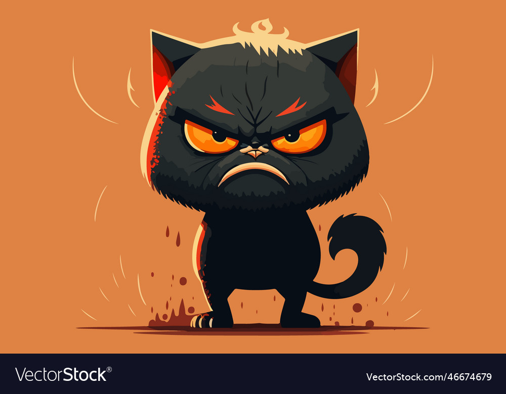 Cat angry rage face artwork Royalty Free Vector Image