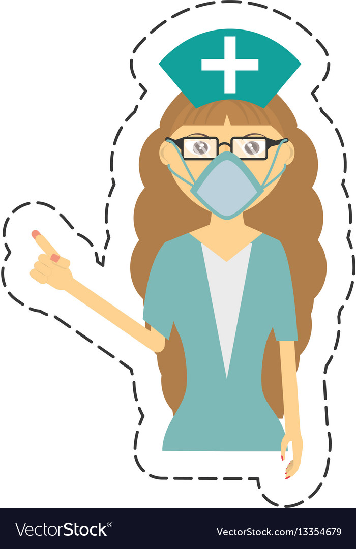 Cartoon female nurse mask medical glasses Vector Image