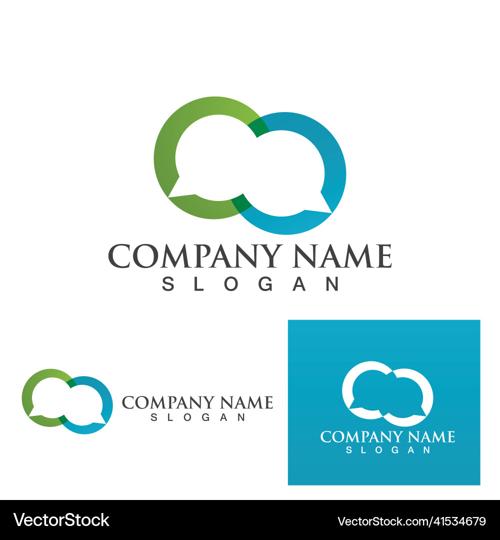 Chat bubble icon logo template Royalty Free Vector Image