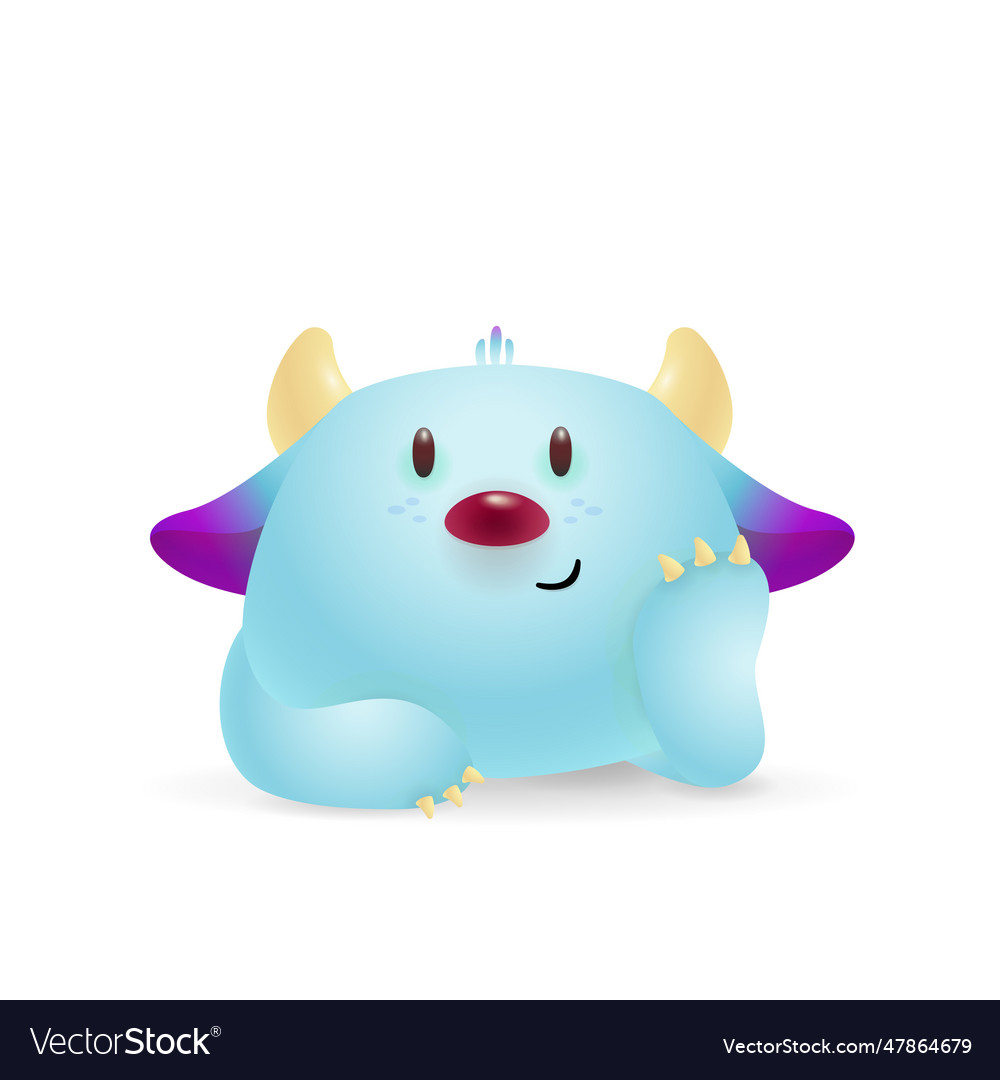 Cute blue cartoon monster Royalty Free Vector Image