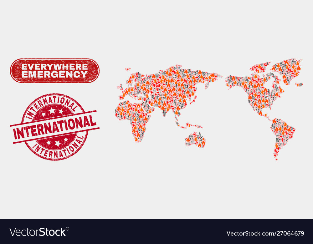 Disaster and emergency collage world map