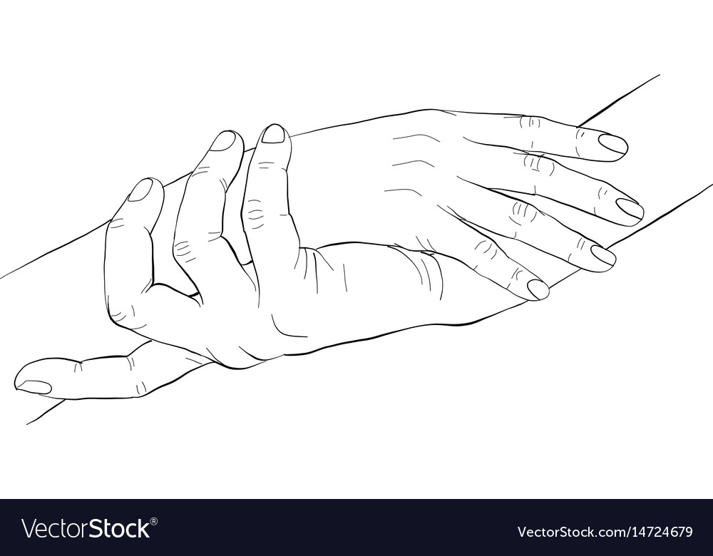 Hand Holding Hand Drawing Royalty Free Vector Image