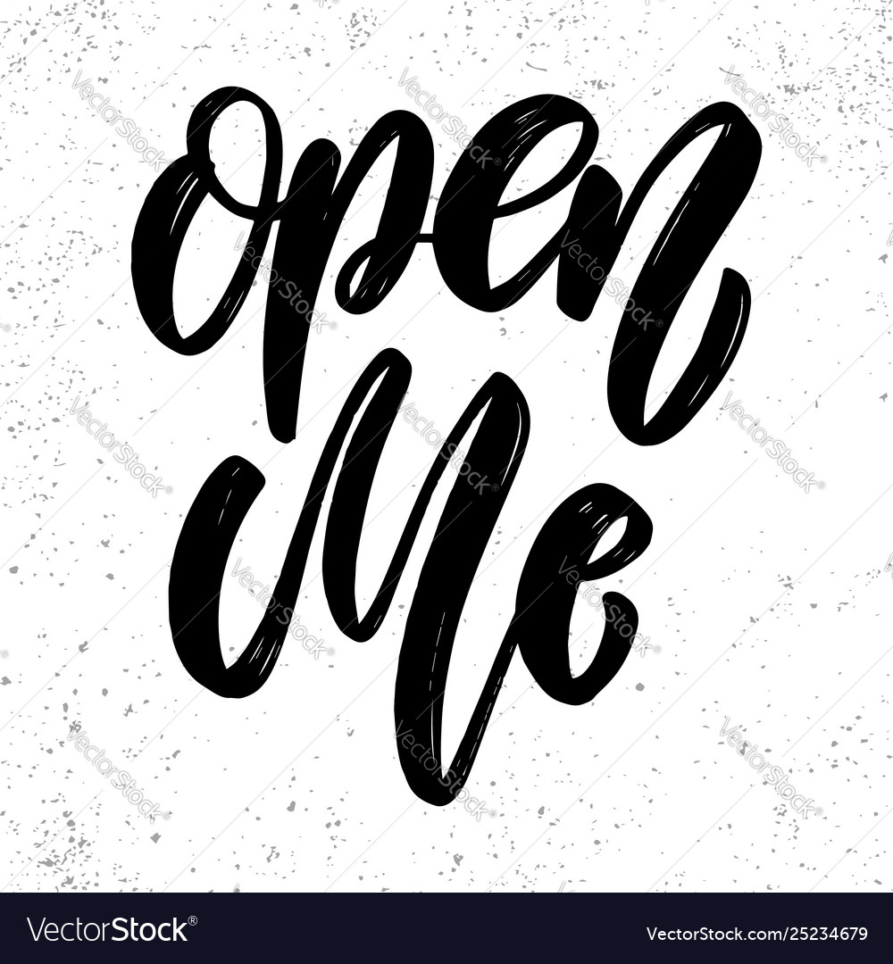 Open Me Lettering Phrase For Postcard Banner Flyer