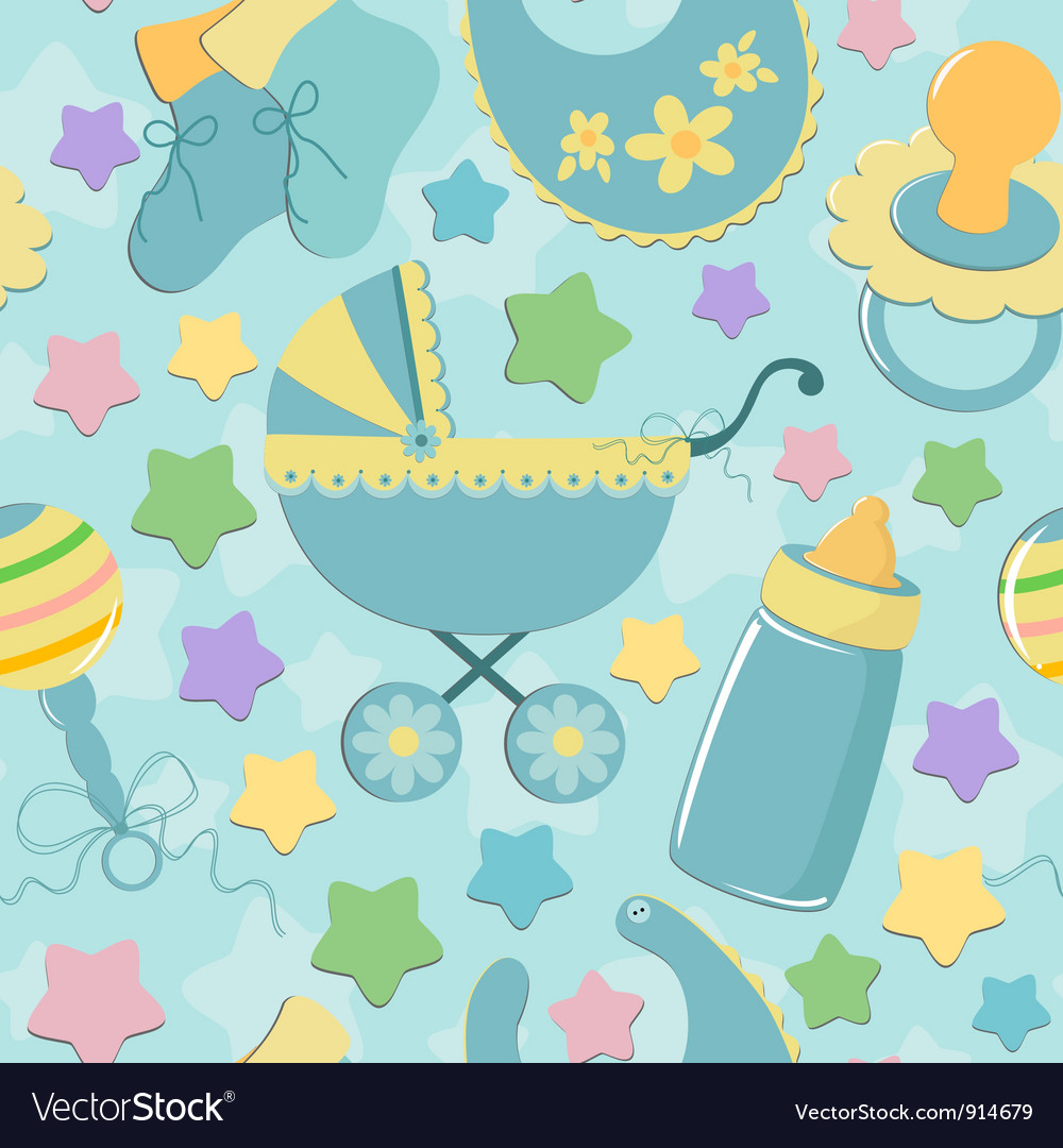 Seamless background with babys objects Royalty Free Vector