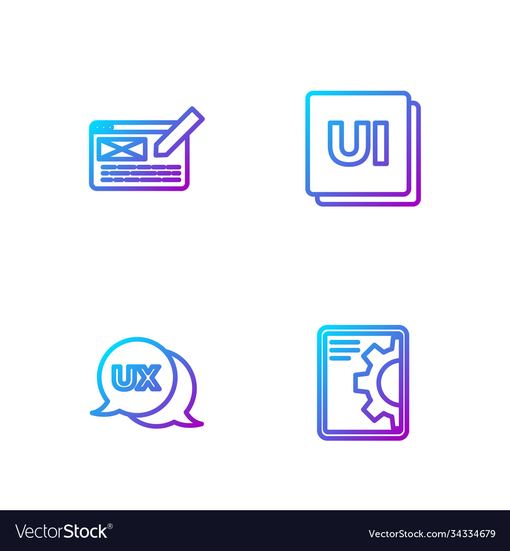 Set line web development ui or ux design vector image Set line web development ui or ux design