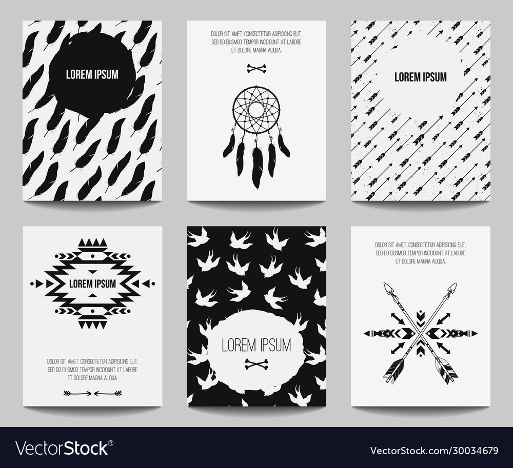 Set modern posters with tribal elements ethnic vector image Set modern posters with tribal elements ethnic