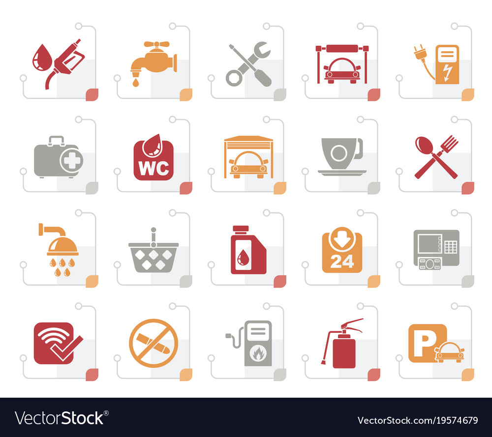 Stylized petrol station icons