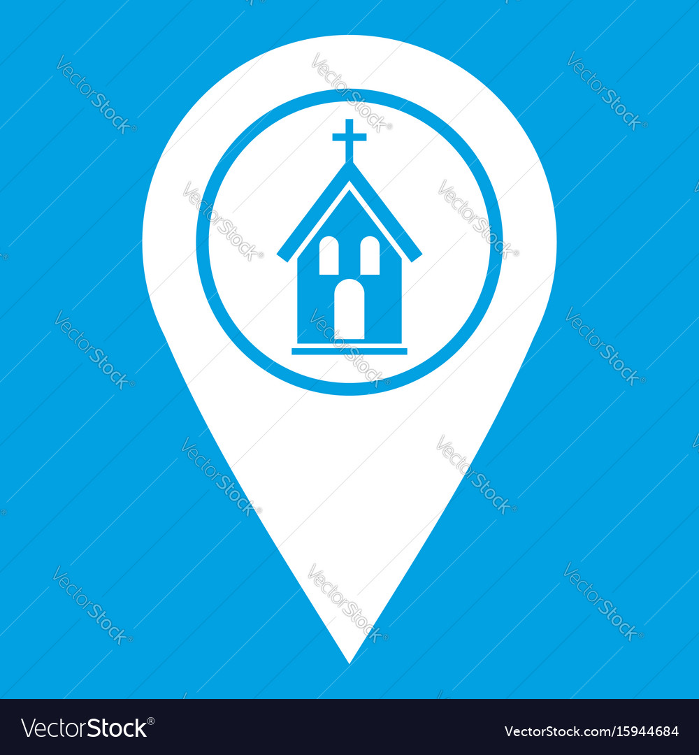 Map Pointer With Church Icon White Royalty Free Vector Image