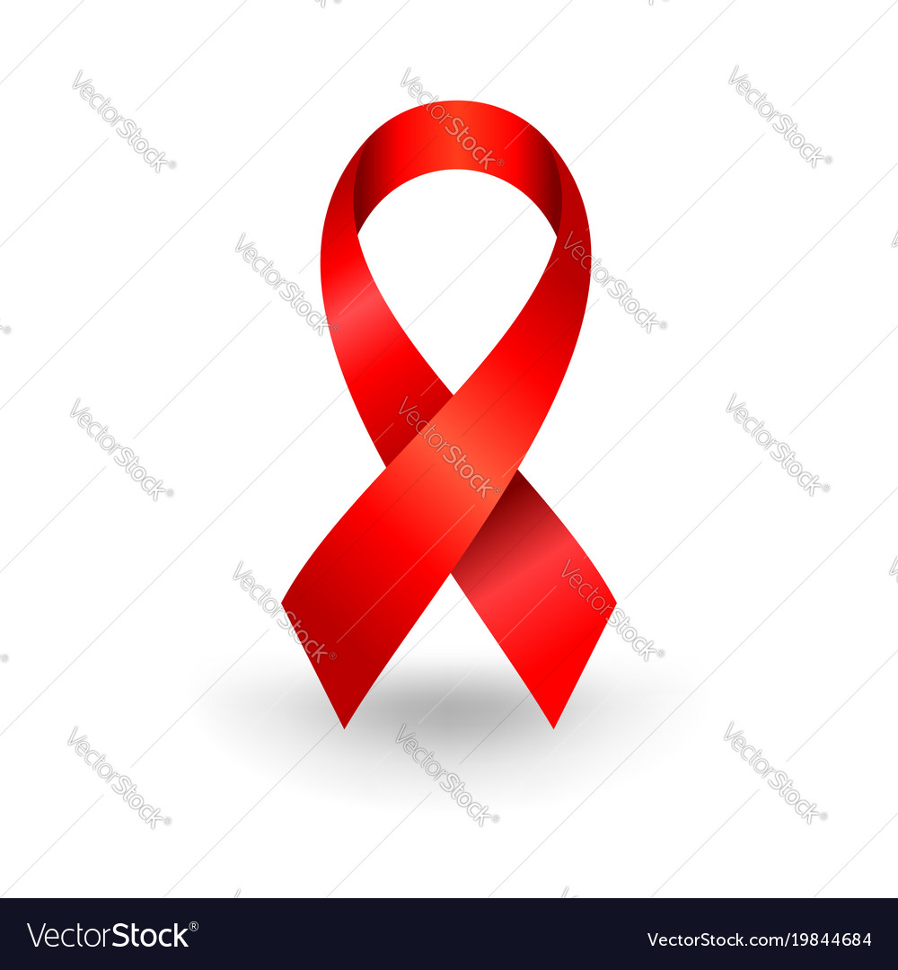 Realistic hiv aids red ribbon symbol design Vector Image