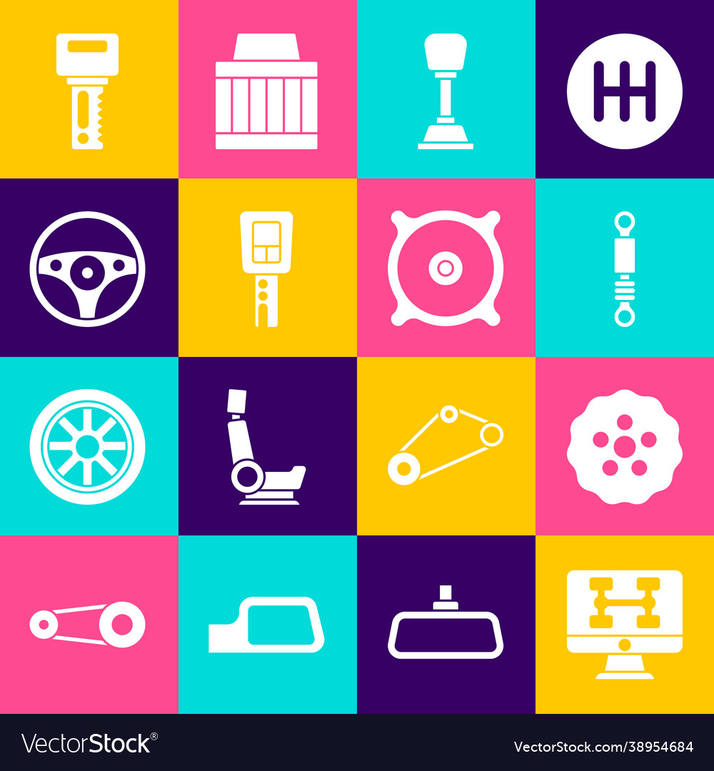 Set diagnostics condition car gear shock Vector Image