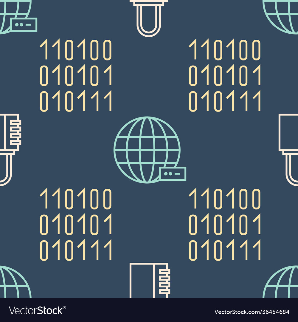 Set line safe combination lock binary code vector image Set line safe combination lock binary code