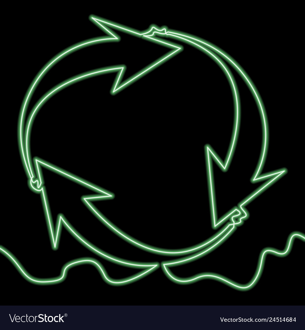 Einzelne kontinuierliche Linie Zyklus Pfeile Neon Konzept vector image Einzelne kontinuierliche Linie Zyklus Pfeile Neon Konzept