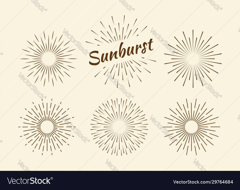 Sunburst set gold style isolated on background