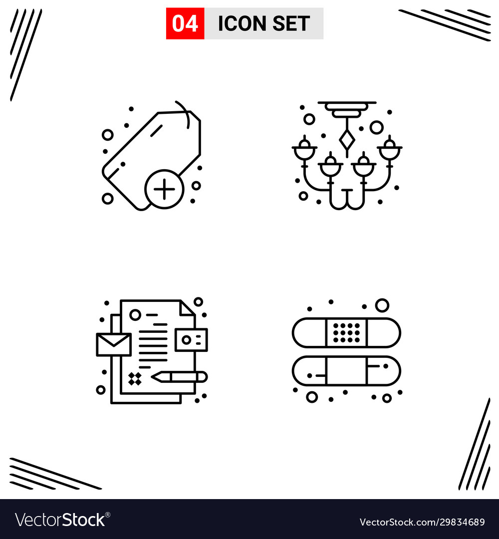 4 icons line style grid based creative outline