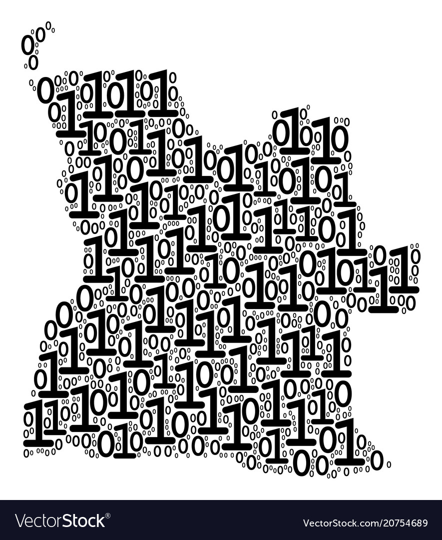 Angola map mosaic of binary digits
