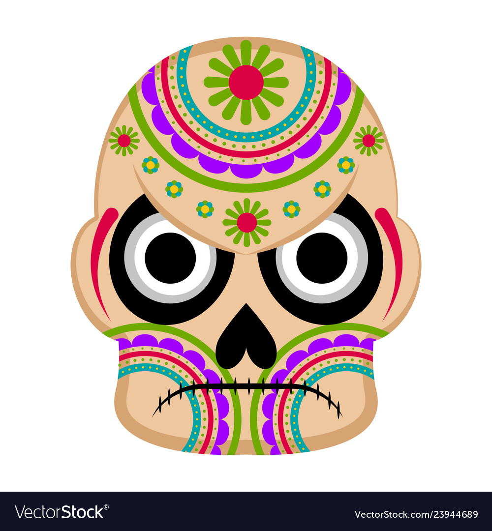 Angry colored mexican skull